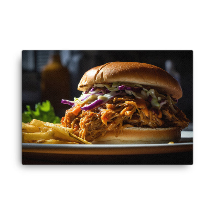 Melt-in-Your-Mouth Pulled Pork Sandwich canvas - Posterfy.AI