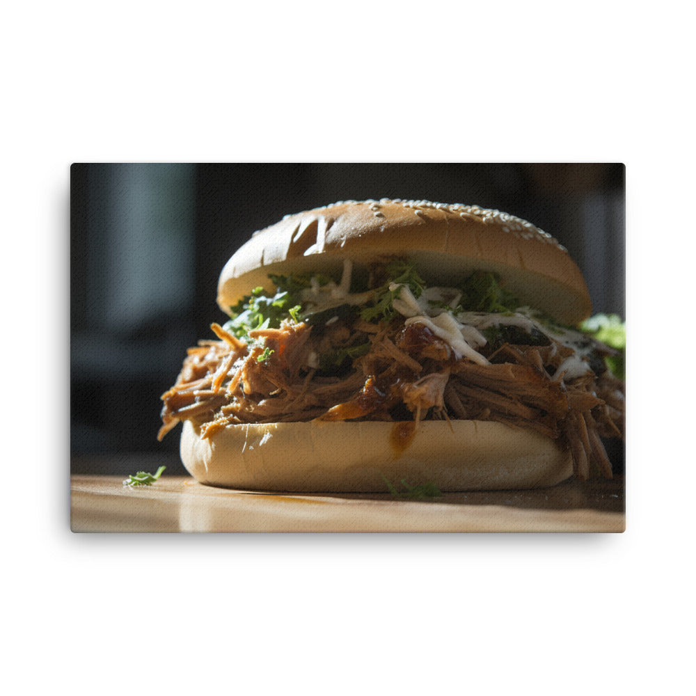 Juicy Pulled Pork Sandwich canvas - Posterfy.AI