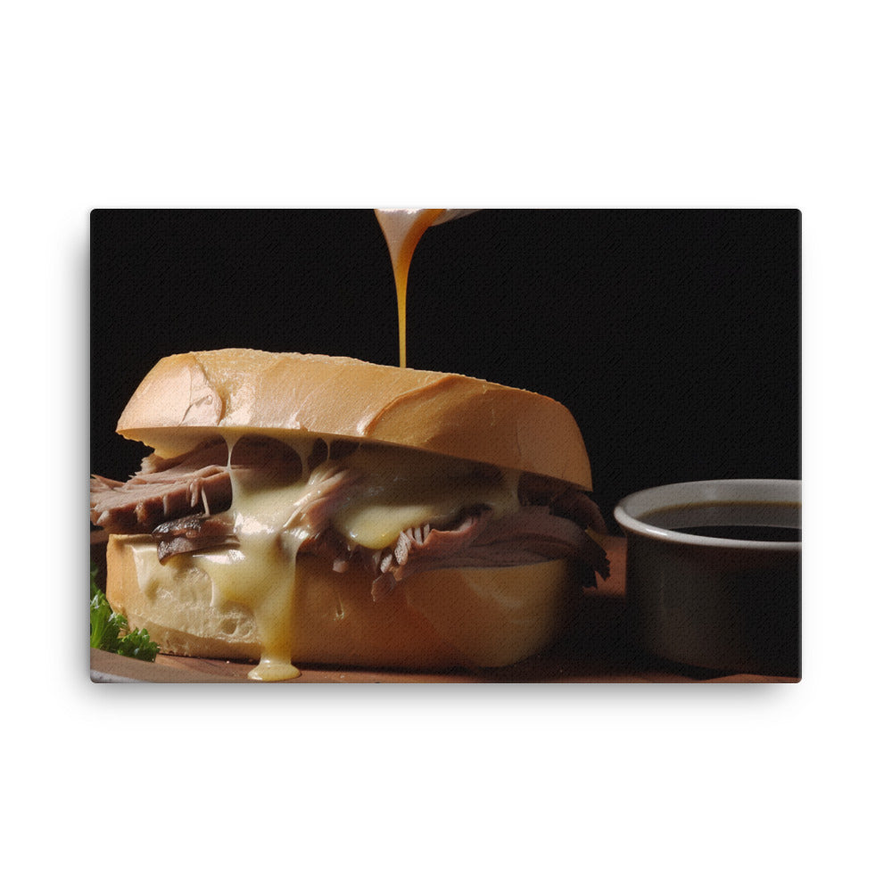 French Dip Sandwich with Au Jus canvas - Posterfy.AI