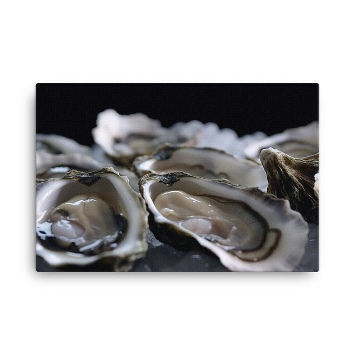 Freshly Shucked Pacific Oysters on Ice canvas - Posterfy.AI