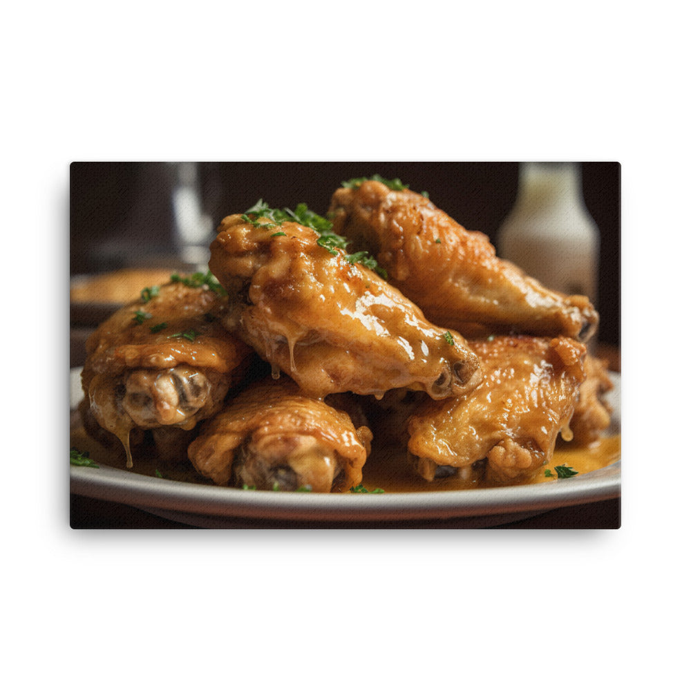 Golden Garlic Parmesan Chicken Wings canvas - Posterfy.AI