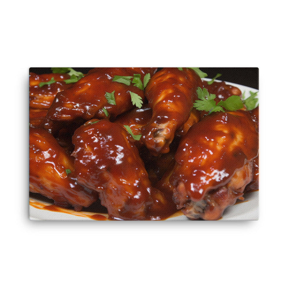 BBQ Chicken Wings with Sweet and Spicy Sauce canvas - Posterfy.AI