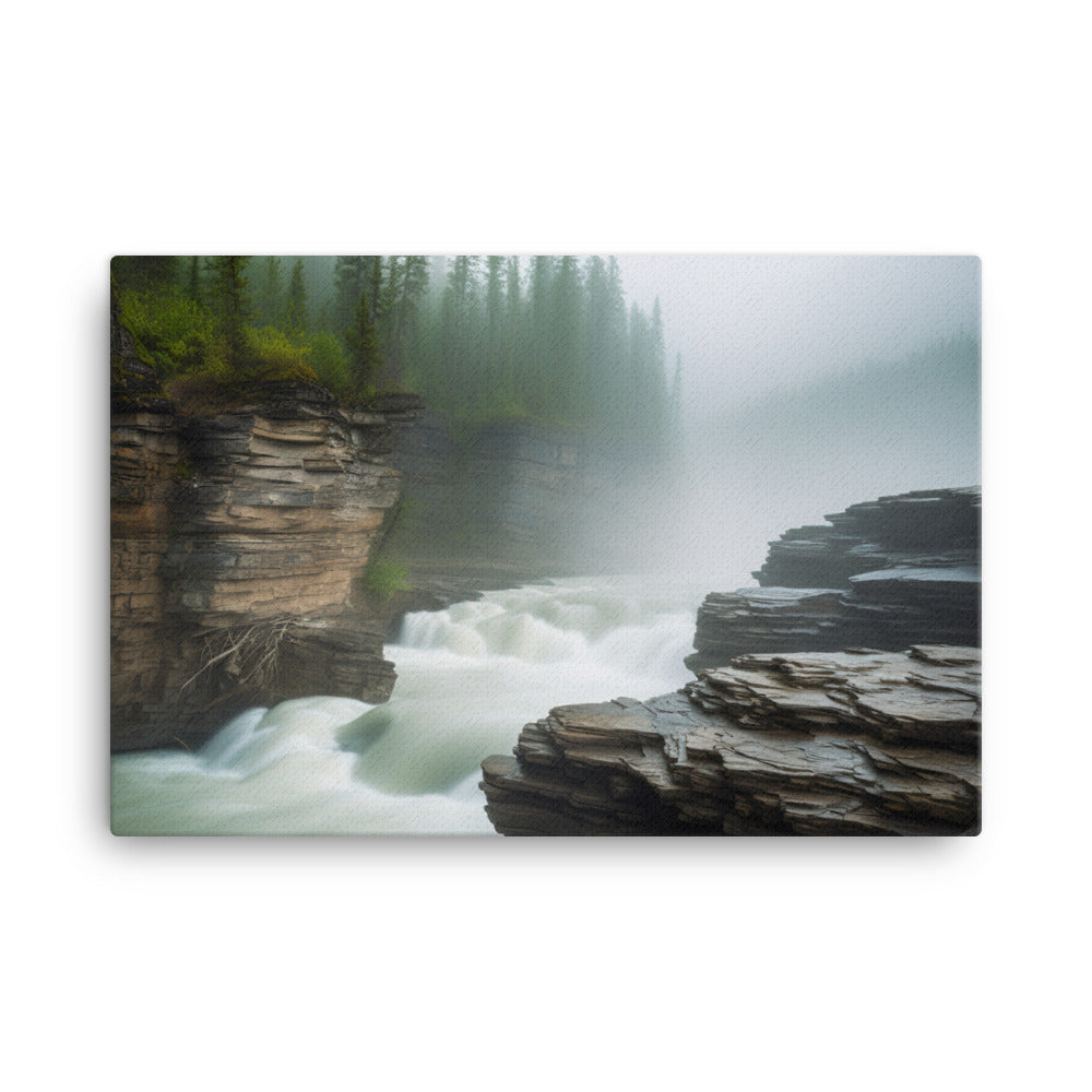 Elegance of Athabasca Falls canvas - Posterfy.AI