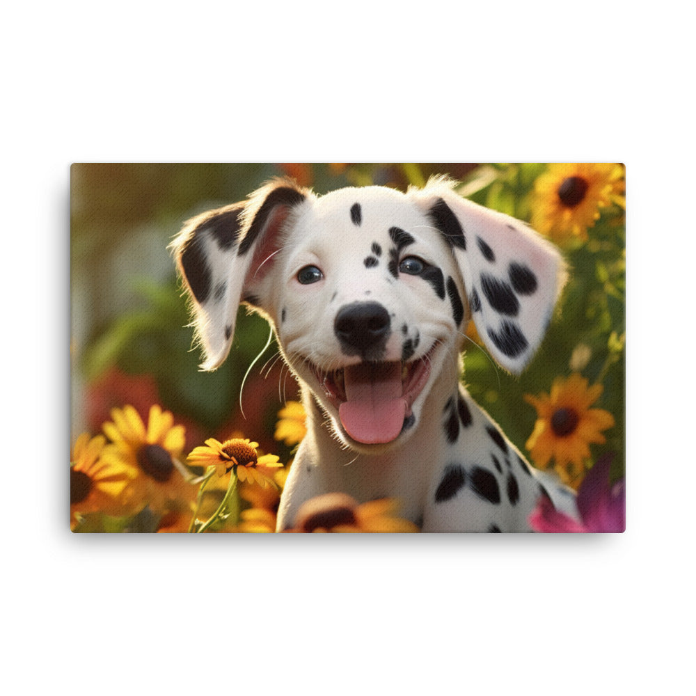 Dalmatian Pup in the Garden canvas - Posterfy.AI