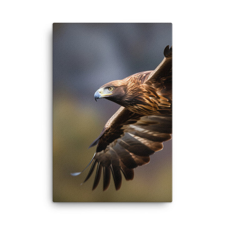 A Golden Eagle in mid flight Canvas - PosterfyAI.com