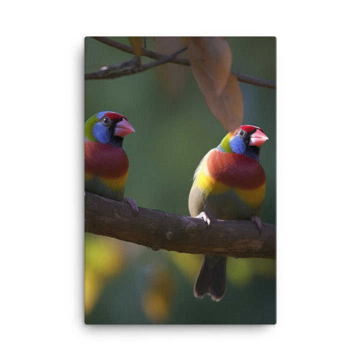 Rainbow Finches in the Wild Canvas - PosterfyAI.com