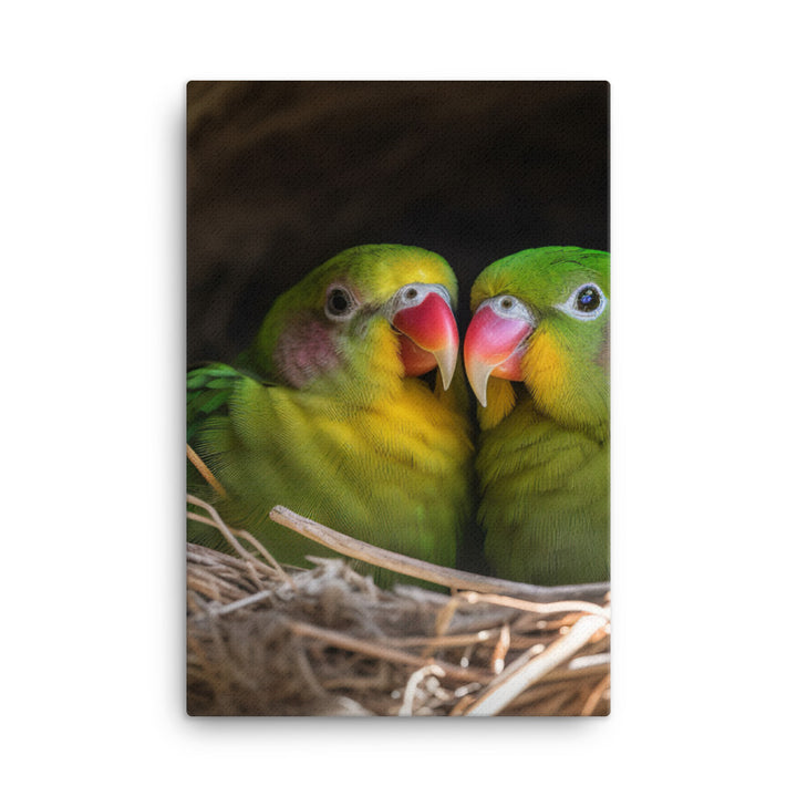 Lovebirds Nesting Canvas - PosterfyAI.com