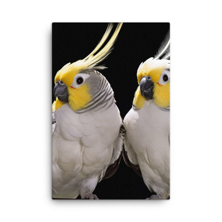 Graceful Cockatiels Canvas - PosterfyAI.com