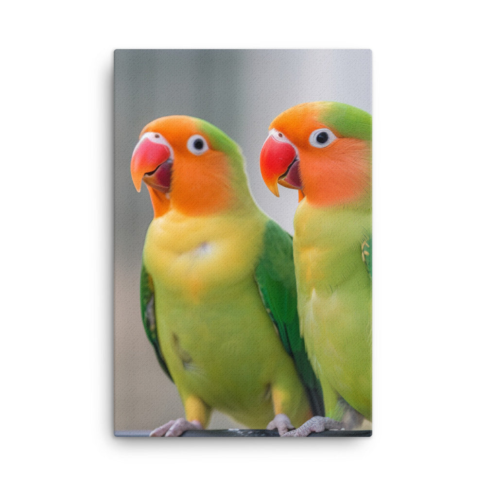Cute Lovebirds Canvas - PosterfyAI.com