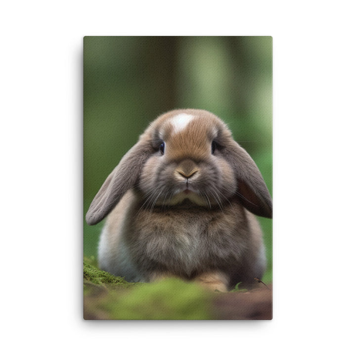Serene Mini Lop Bunny in a Forest Canvas - PosterfyAI.com
