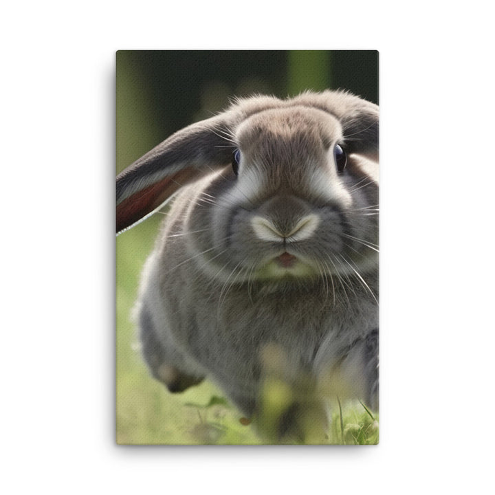 Playful Mini Lop Bunny in a Meadow Canvas - PosterfyAI.com
