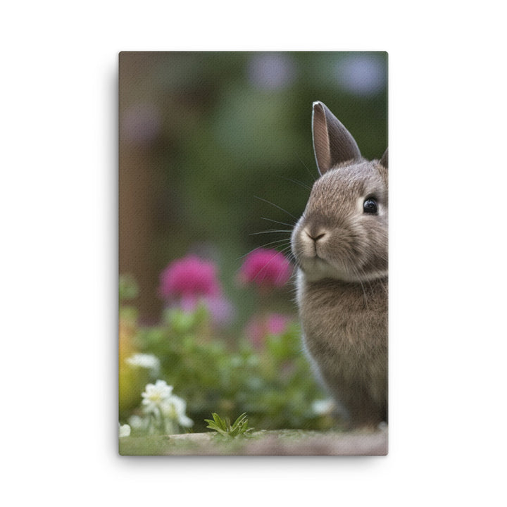 Netherland Dwarf in the Garden Canvas - PosterfyAI.com