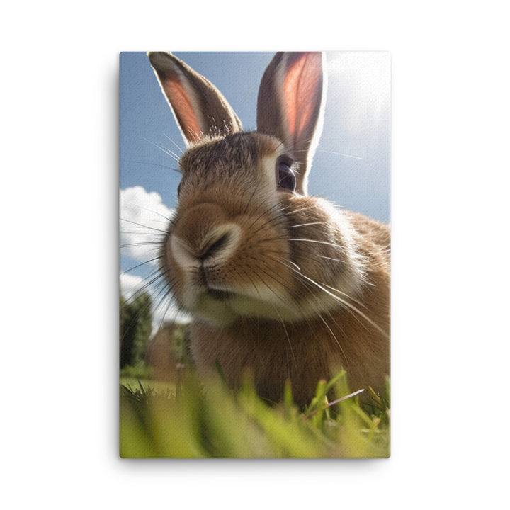 Flemish Giant Rabbit Outdoors Canvas - PosterfyAI.com