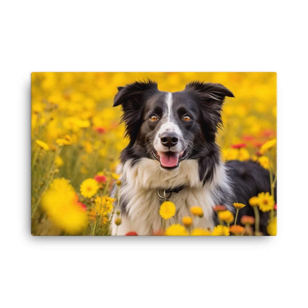 Border Collie in Bloom canvas - Posterfy.AI