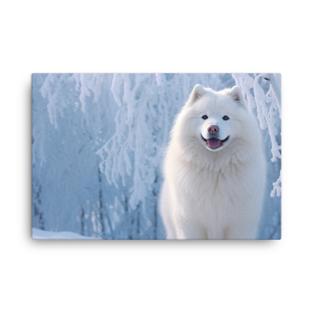 Samoyed Dog in Winter canvas - Posterfy.AI