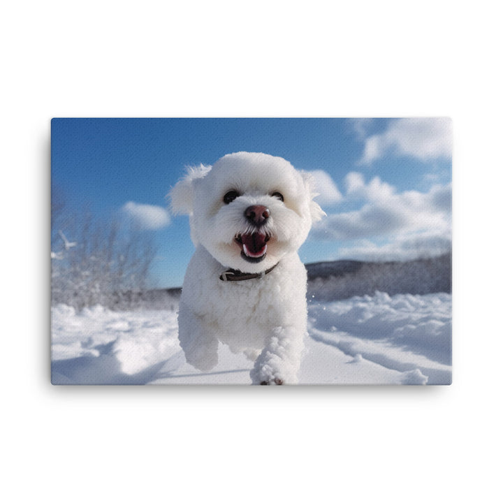 Bichon Frise in the Snow canvas - Posterfy.AI