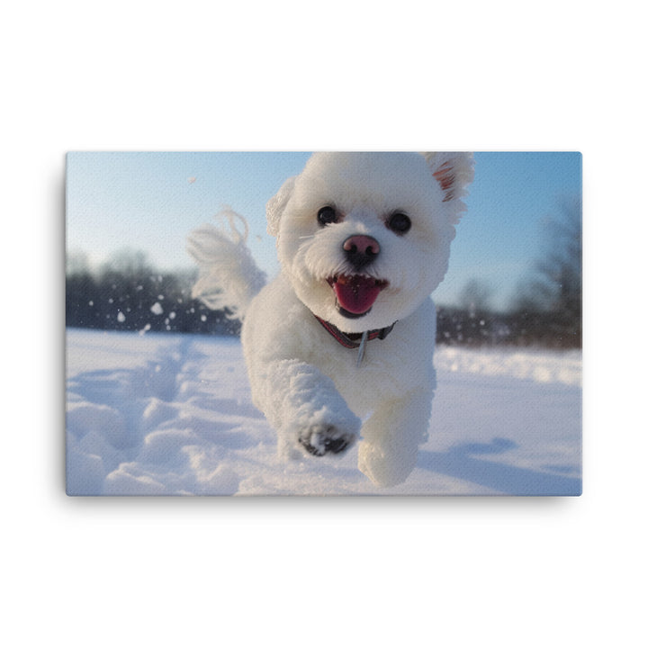 Bichon Frise in the Snow canvas - Posterfy.AI