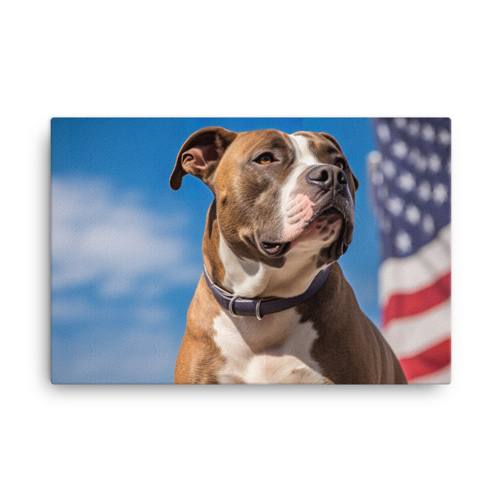 Patriotic American Staffordshire Terrier canvas - Posterfy.AI