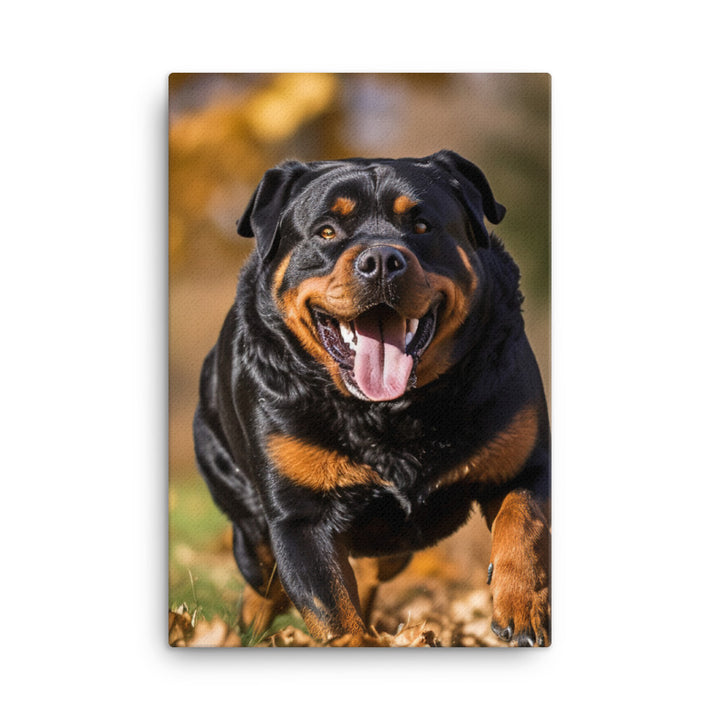 Rottweiler for a walk in the park Canvas - PosterfyAI.com