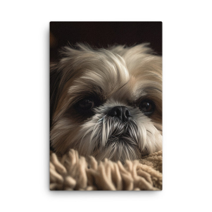 Relaxed Shih Tzu in a Cozy Home Canvas - PosterfyAI.com