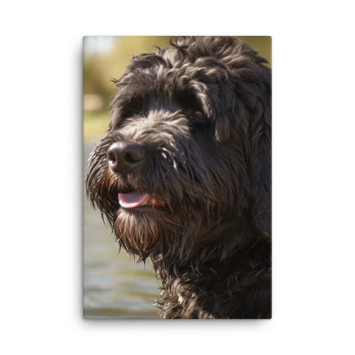 Portuguese Water Dog walk Canvas - PosterfyAI.com