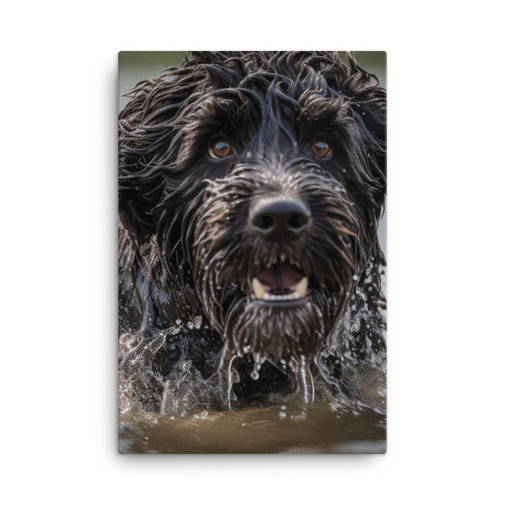 Portuguese Water Dog playing Canvas - PosterfyAI.com