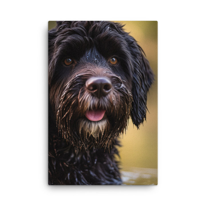 Portrait of a Portuguese Water Dog Canvas - PosterfyAI.com