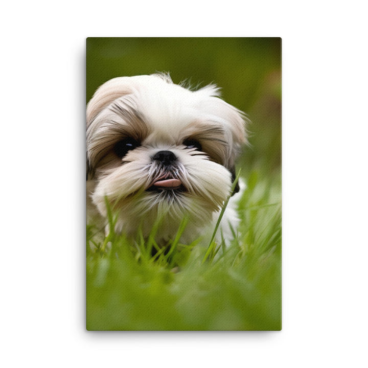 Playful Shih Tzu Enjoying the Outdoors Canvas - PosterfyAI.com