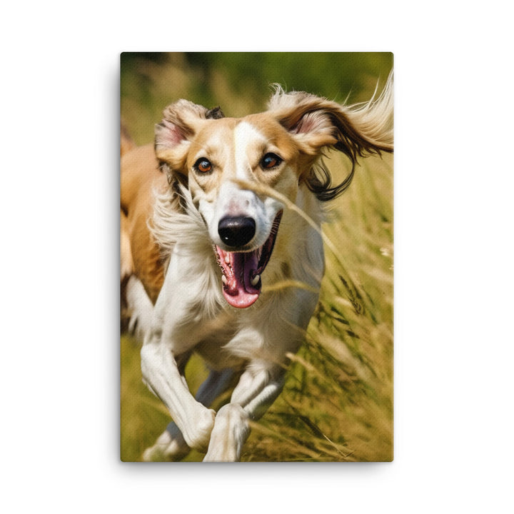 Playful Saluki Canvas - PosterfyAI.com