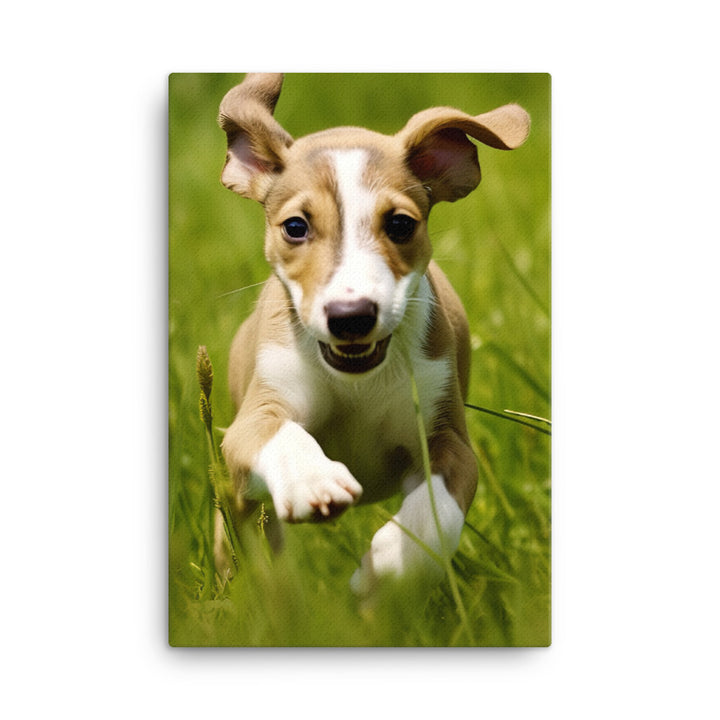 Playful Greyhound Pup Canvas - PosterfyAI.com