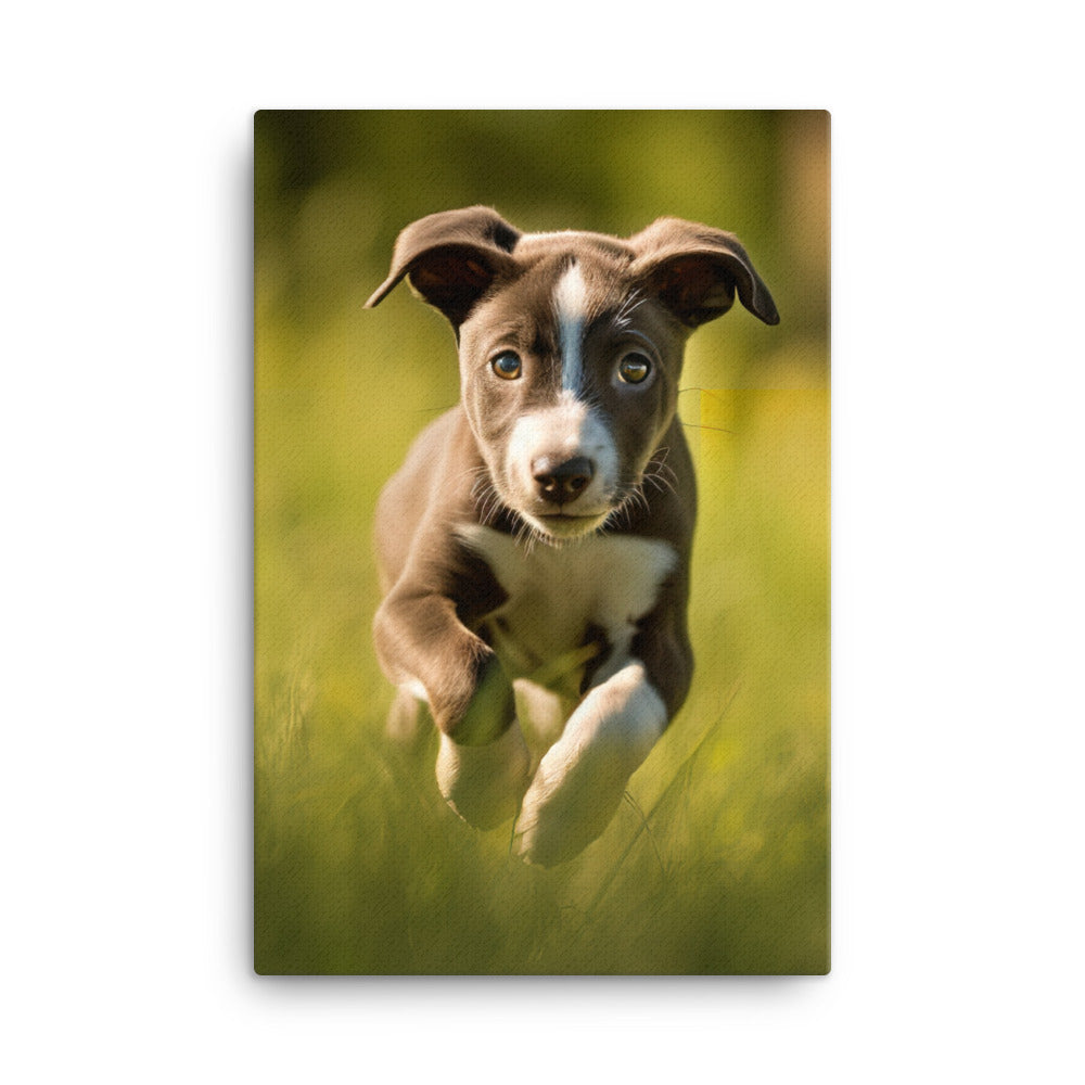 Playful Greyhound Pup Canvas - PosterfyAI.com