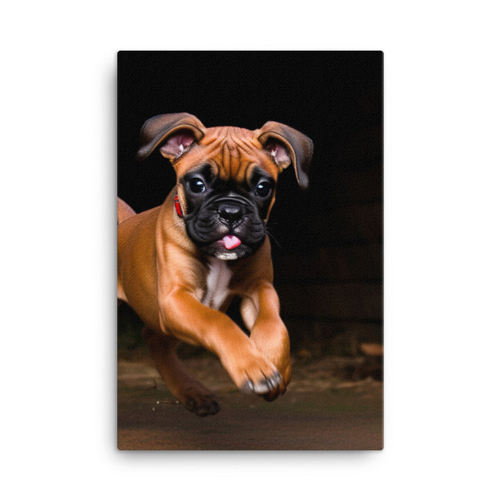 Playful Boxer Pup Canvas - PosterfyAI.com