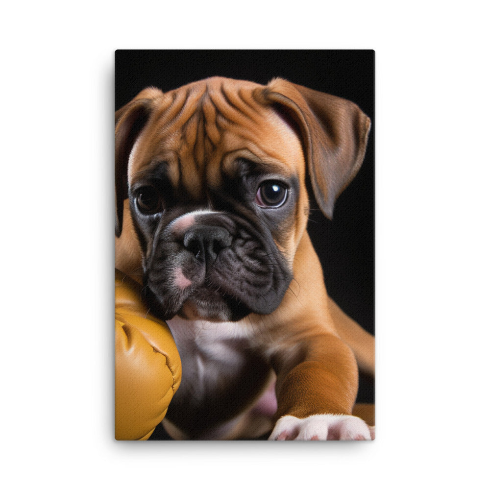 Playful Boxer Pup Canvas - PosterfyAI.com