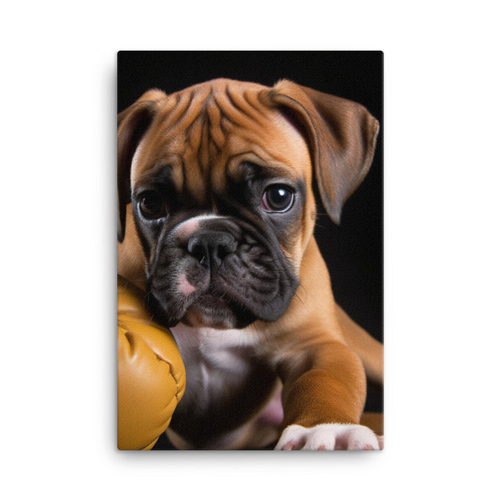 Playful Boxer Pup Canvas - PosterfyAI.com