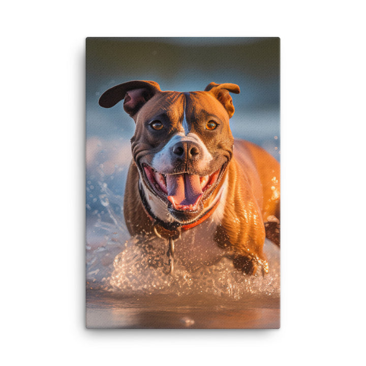 Playful American Staffordshire Terrier Canvas - PosterfyAI.com