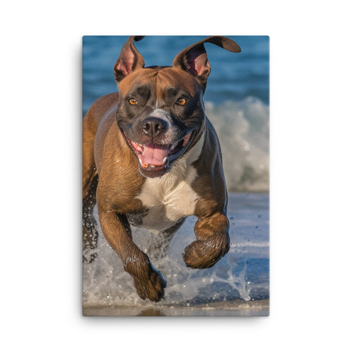 Playful American Staffordshire Terrier Canvas - PosterfyAI.com