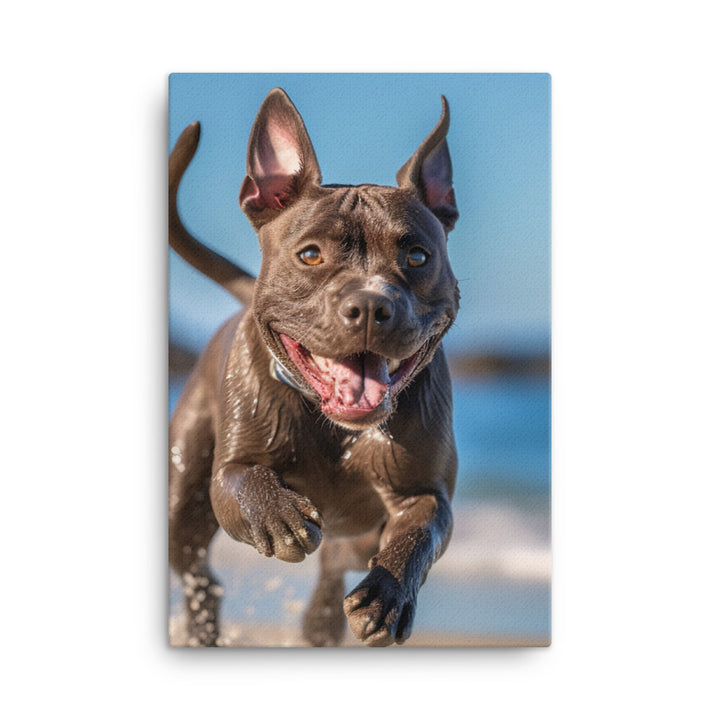 Playful American Staffordshire Terrier Canvas - PosterfyAI.com