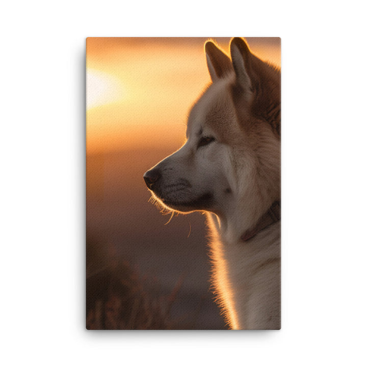 Noble Akita Gazing at the Sunset Canvas - PosterfyAI.com