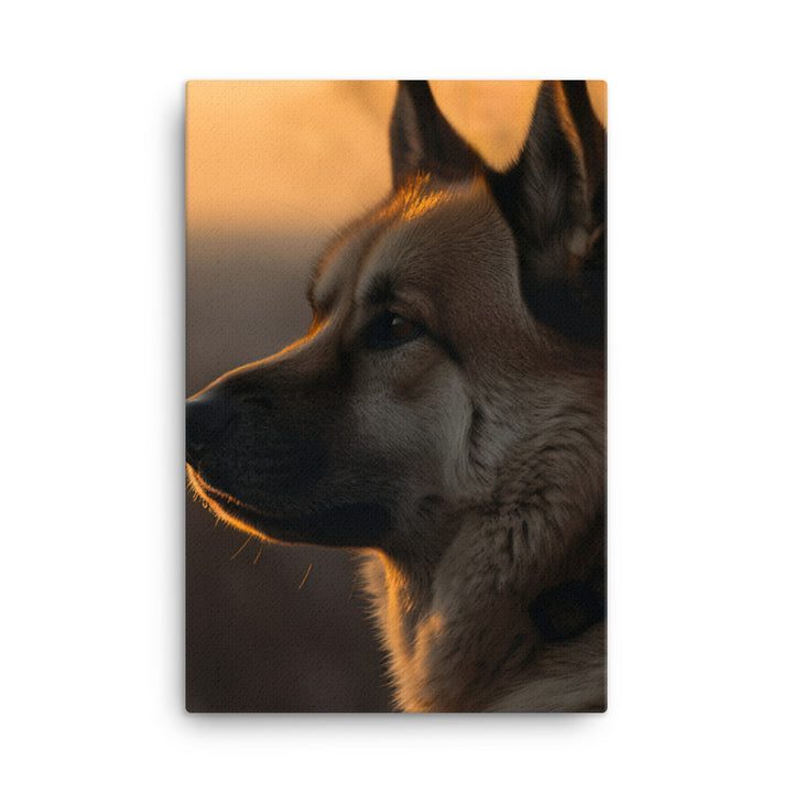 Noble Akita Gazing at the Sunset Canvas - PosterfyAI.com