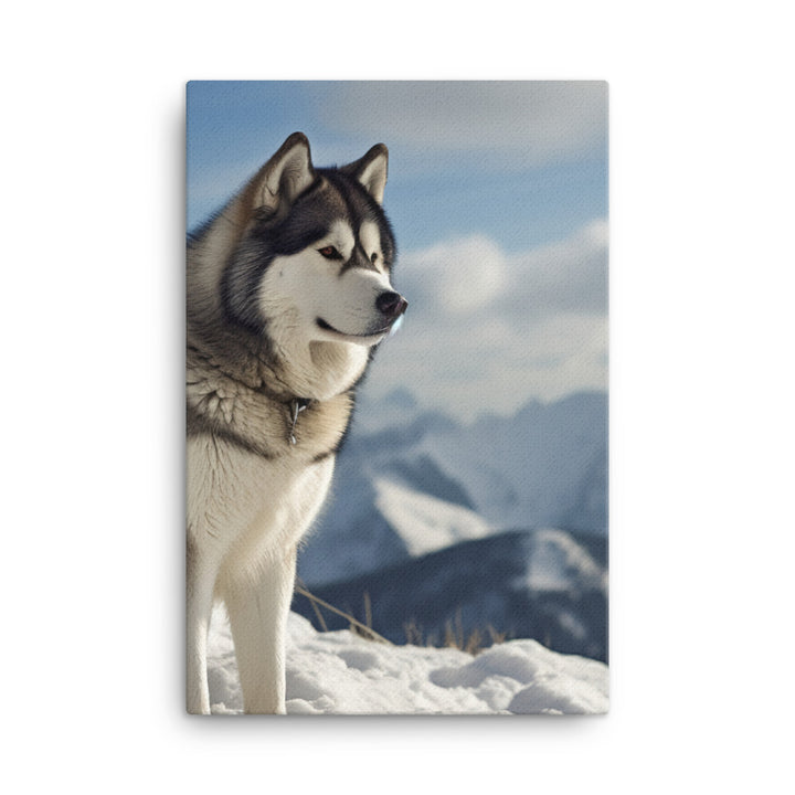 Majestic Alaskan Malamute in the Snow Canvas - PosterfyAI.com