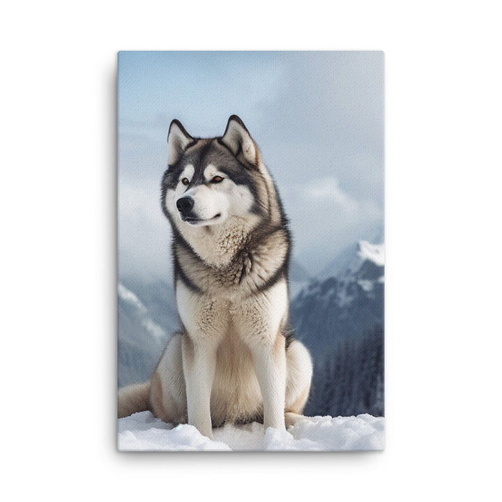 Majestic Alaskan Malamute in the Snow Canvas - PosterfyAI.com