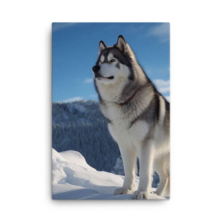 Majestic Alaskan Malamute in the Snow Canvas - PosterfyAI.com