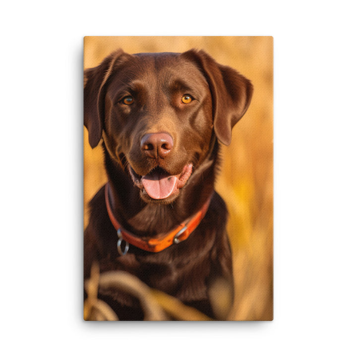 Labrador Retriever Posing in a Field Canvas - PosterfyAI.com