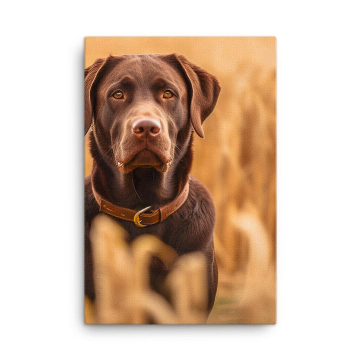 Labrador Retriever Posing in a Field Canvas - PosterfyAI.com