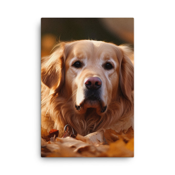 Golden Retriever in the Fall Canvas - PosterfyAI.com