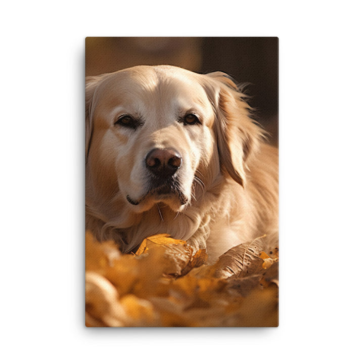 Golden Retriever in the Fall Canvas - PosterfyAI.com