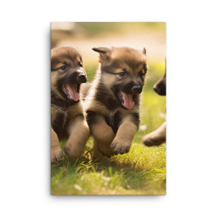 German Shepherd Puppies Canvas - PosterfyAI.com