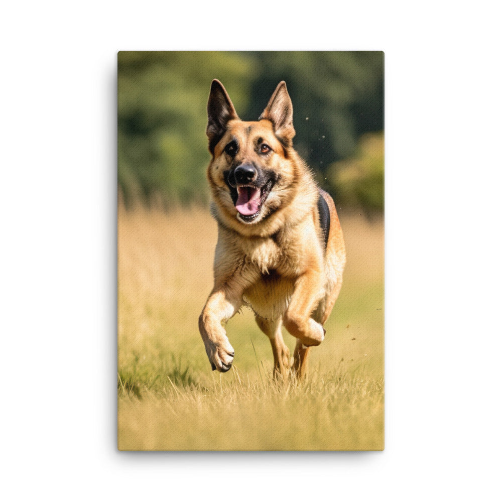 German Shepherd Playtime Canvas - PosterfyAI.com