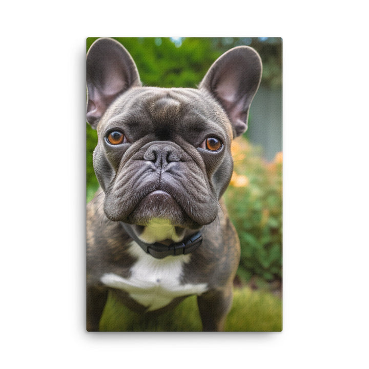 Frenchie in the garden Canvas - PosterfyAI.com