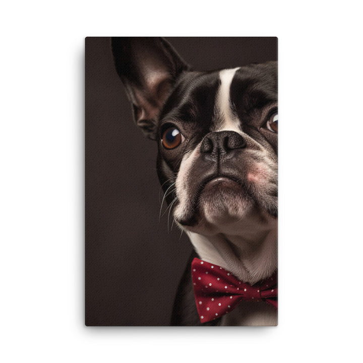 Elegant Boston Terrier Portrait Canvas - PosterfyAI.com